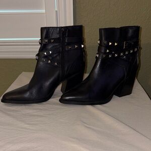 Elegant Black Studded Ankle Booties